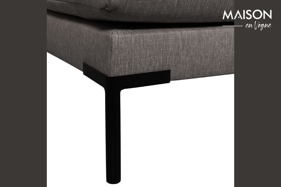 The comfortable cushions are upholstered in a durable woven melange fabric