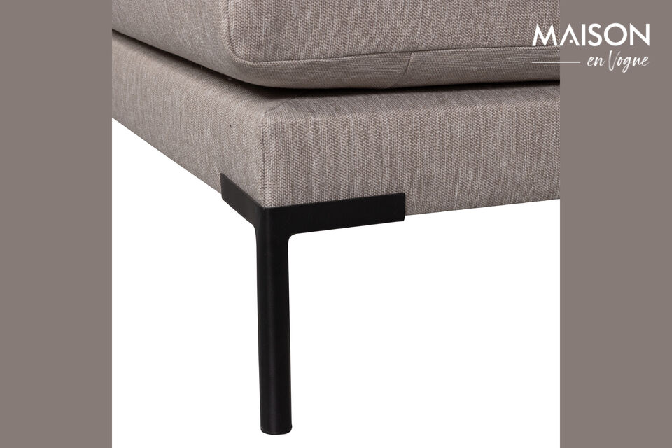 The comfortable cushions are upholstered in a woven melange fabric that is also made super durable
