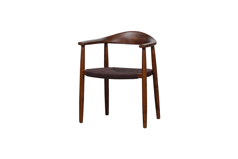 Dining Chair Braided Seat Beech Wood Dark Brown Embrace Vtwonen