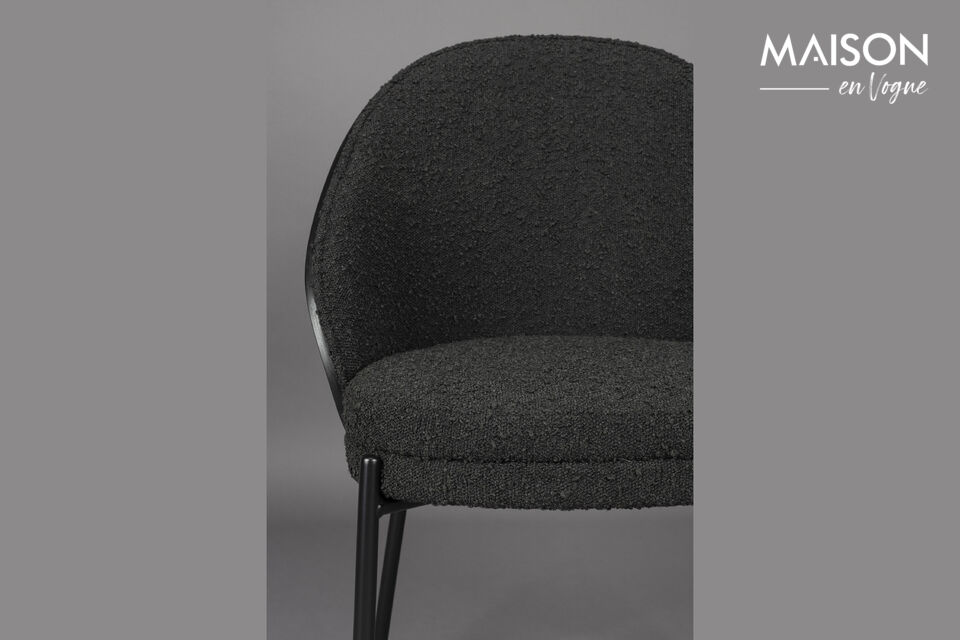Dining chair in black bouclé Rodin - 7