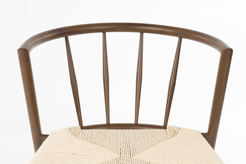 Dining chair in brown metal and woven paper Che - 7