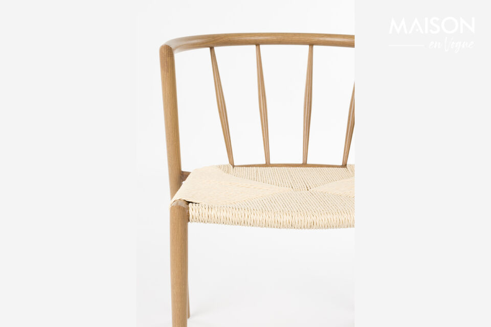 Dining chair in brown woven paper Che - 7