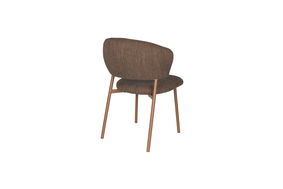 The chair is covered in a striking fabric with various colours to discover