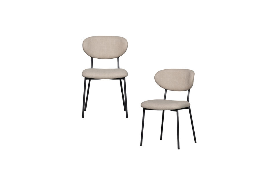 The chair features a slim metal base in a black finish