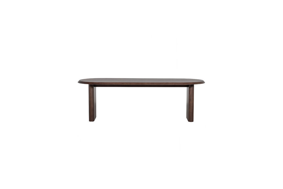 The flattened tabletop edge of this dining table provides an exciting twist