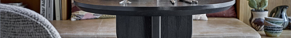 Material Details Dining Table D80 cm in Black Firwood Vixen