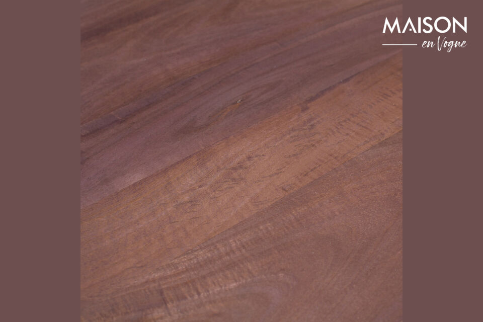 The spherical leg gives the table its elegant look! The table is finished with a clear varnish to