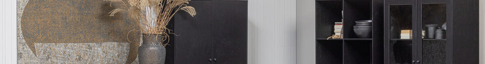 Material Details Display Cabinet 155x100 cm Pine Black Xam
