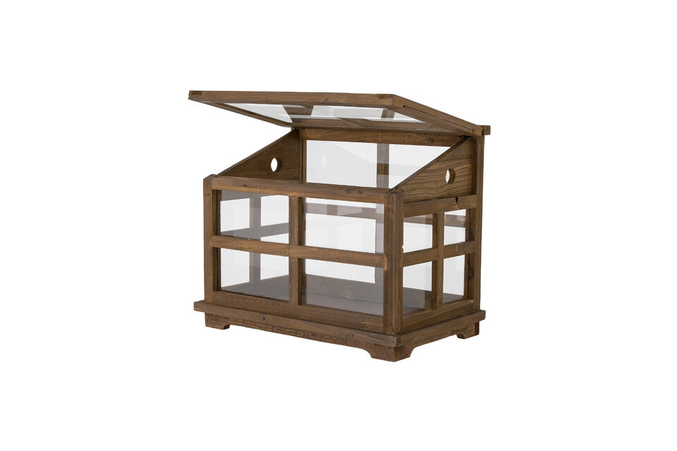 Displaykast van bruin vurenhout Marti - 4