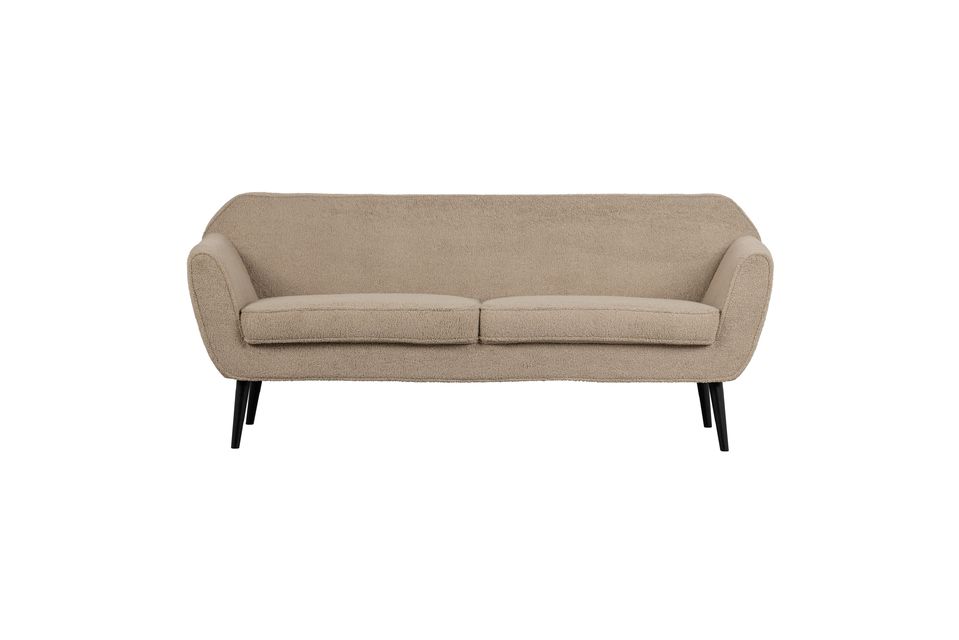 Divano a 2 posti in tessuto beige Rocco Woood