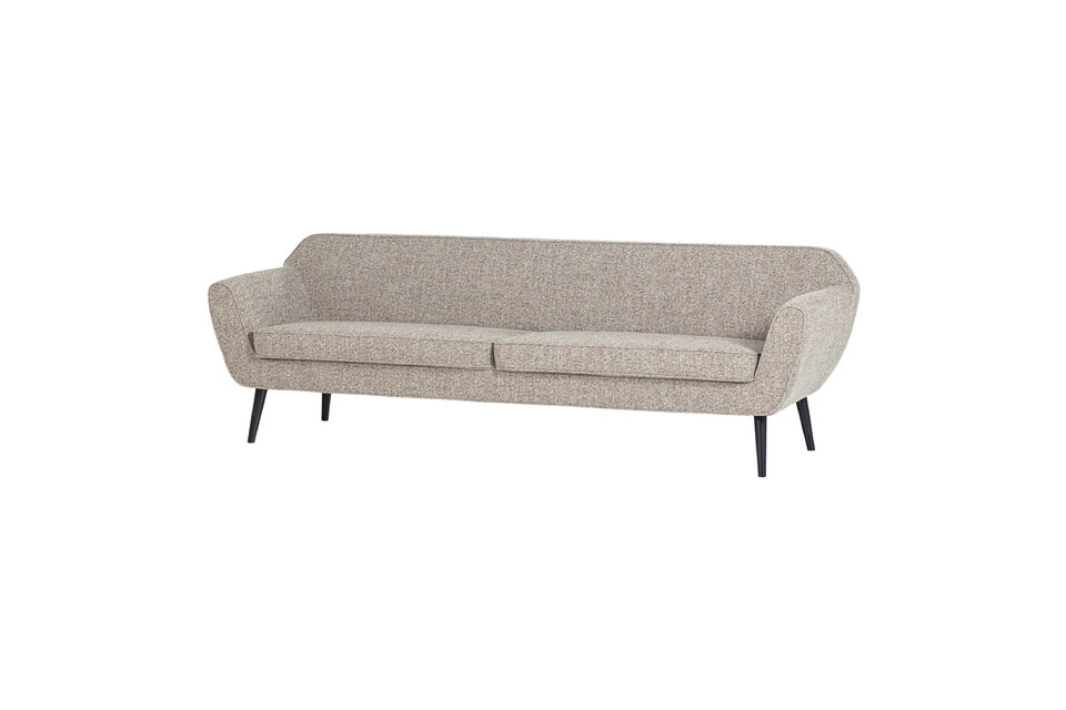 Divano a 4 Posti XL 230 cm Tessuto Melange Marrone Rocco Woood