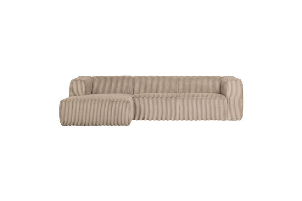 Divano angolare sinistro a coste Beige Bean Woood