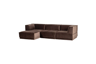 Divano chaise longue sinistro velluto marrone Manu