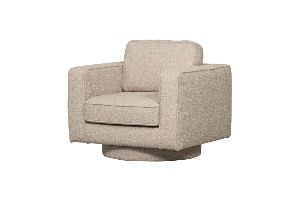 Draaifauteuil bouclé naturel LAZY Vtwonen