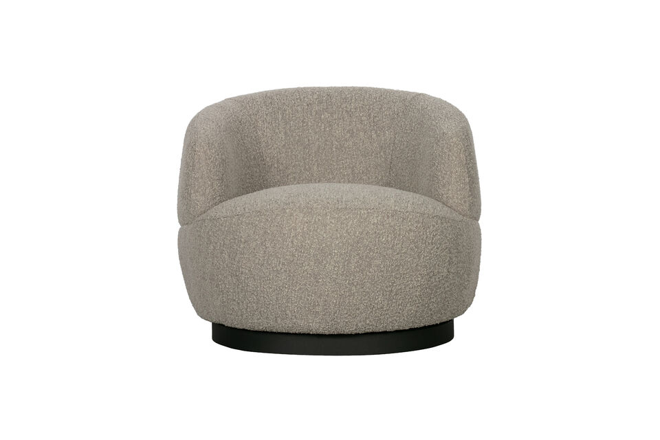 Vriendelijke draaifauteuil met ronde vormen Naturel geweven bouclé (95% polyester