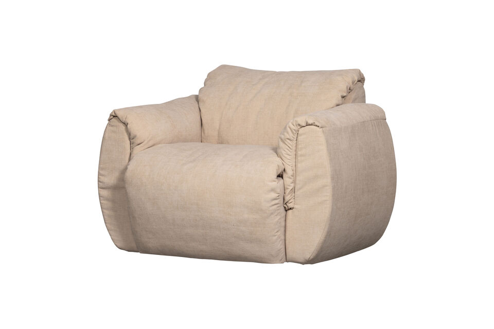 Draaifauteuil geweven chenille zand Baggy Woood