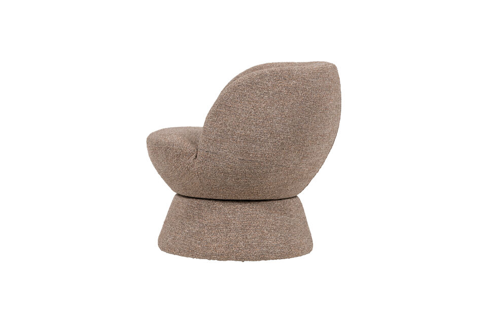Sitz und Untergestell bilden eine Sanduhrfigur und sind von Kopf bis Fuß mit einem grob gewebten