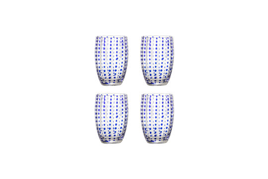 Drinking Glass Set of 4 Blue Glass Brinley Clipped