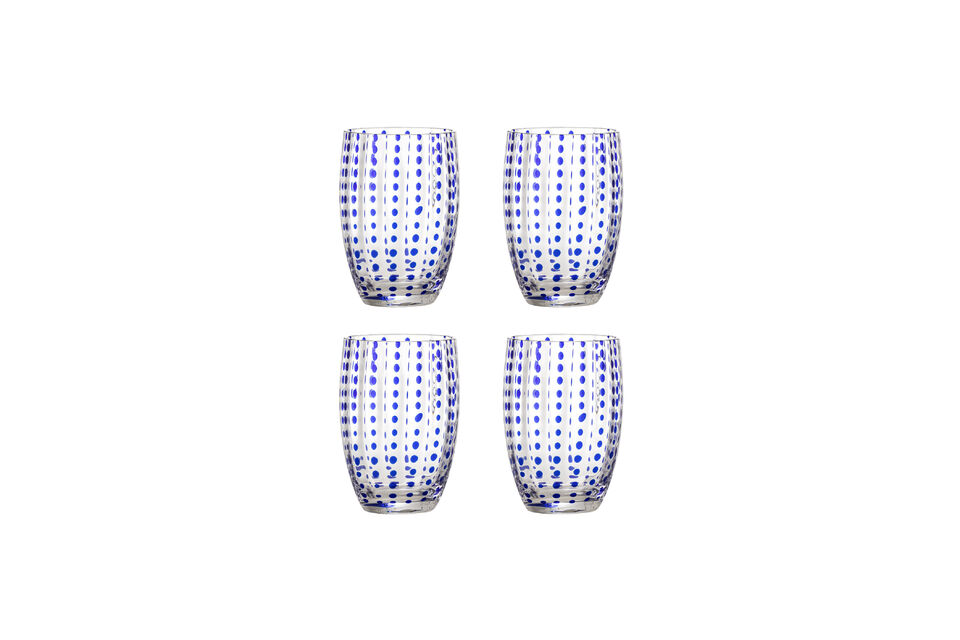 Drinking Glass Set of 4 Blue Glass Brinley Bloomingville