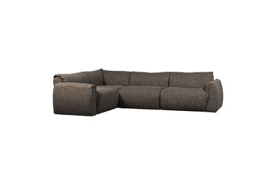 Ecksofa links Webstoff Warmgrau Melange Baggy