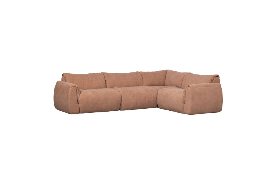 Ecksofa rechts 301x210 cm Chenille-Gewebe altrosa Baggy Woood