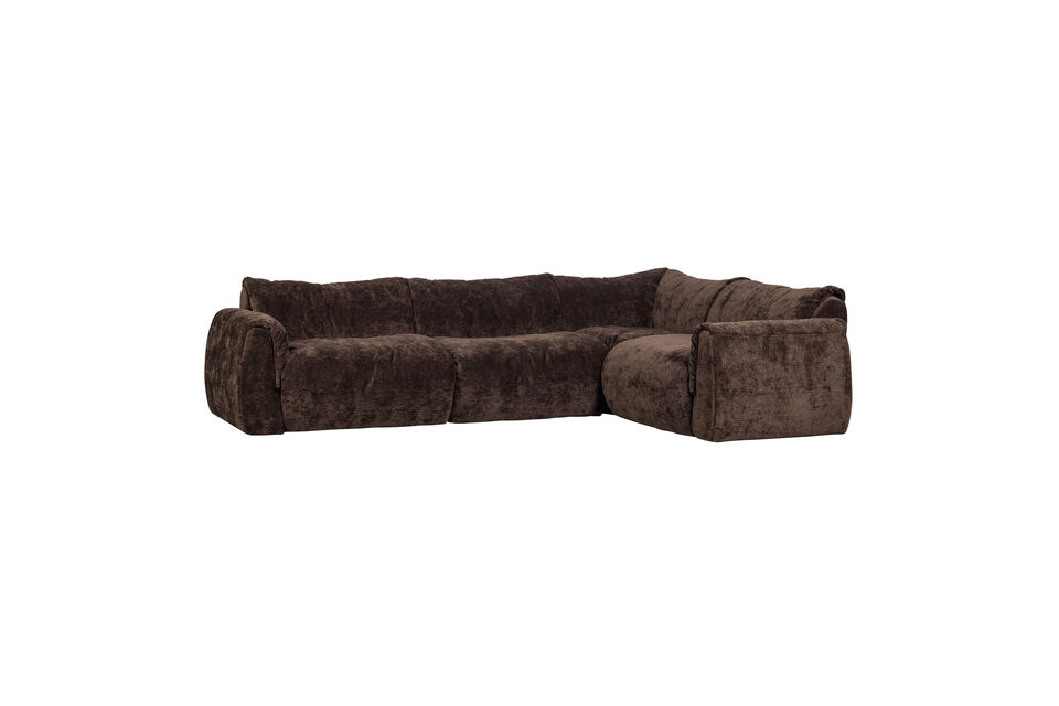 Ecksofa rechts 3D-Chenille dunkelbraun Baggy Woood