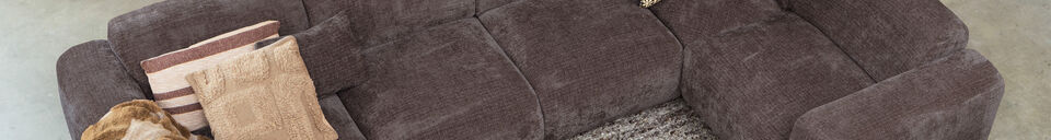 Materialbeschreibung Ecksofa rechts Chenille Warmes Braun CLOUD