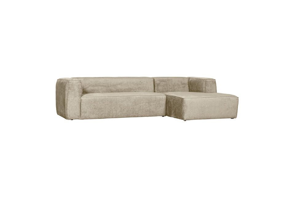 Ecksofa rechts Samt Buttermilk Bean Woood