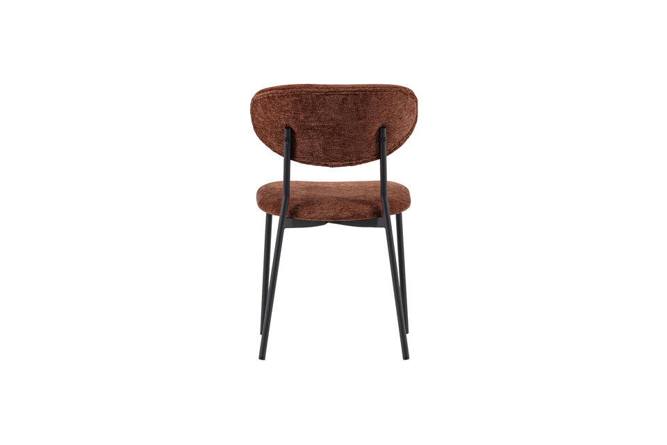 De zitting is bekleed met een chenille stof met unieke structuur