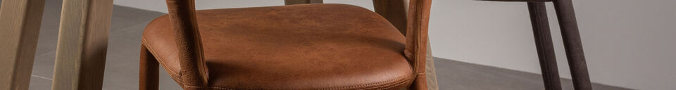 Benadrukte materialen Eetkamerstoel leerlook cognac NOBLE