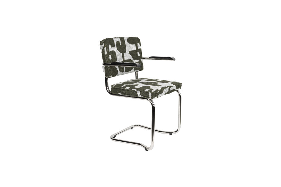 Eetkamerstoel met armleuningen in groene stof Ridge Kink Deco Symbols Zuiver