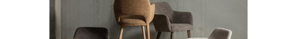Benadrukte materialen Eetkamerstoel Taupe Stof en Houten Poot Naturel MURAT