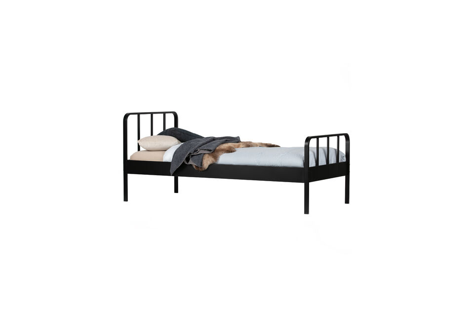Einzelbett 90x200 cm Metall Schwarz MEES Woood
