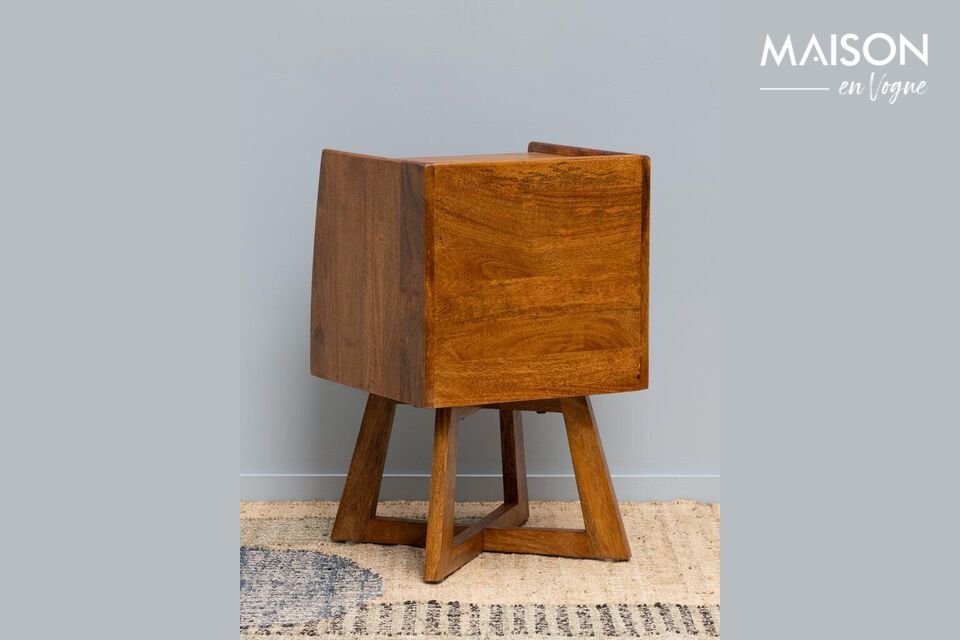 Discover timeless elegance and functionality with our brown-stained mango bedside table