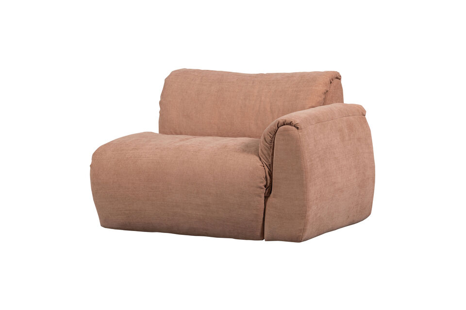 Élément 1 place accoudoir droit chenille vieux rose BAGGY Woood