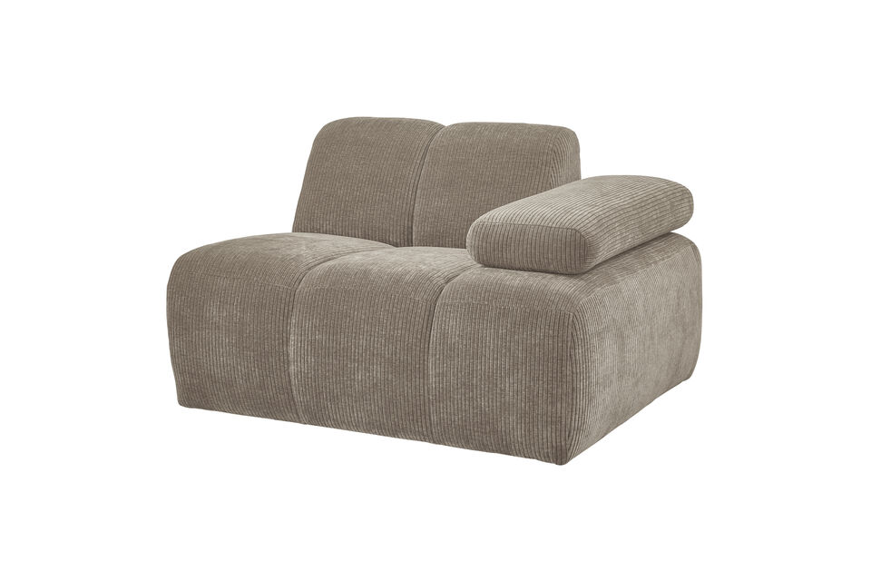 Élément 1 place accoudoir droit tissu côtelé sable foncé MOJO Woood