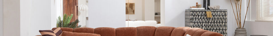Mise en avant matière Elément canapé 2 places gauche tissu côtelé brun rouille MOJO