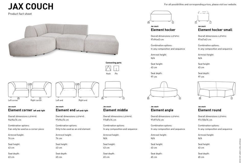 Il s\'agit ici d\'un élément de canapé qui complète la gamme de sofa Jax