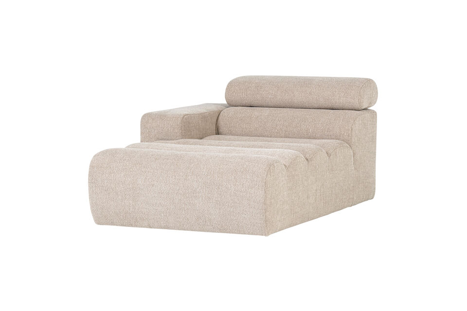 Élément de chaise longue gauche en bouclé naturel NOVI Woood