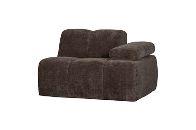Elemento divano 1 posto bracciolo destro tessuto a coste marrone MOJO