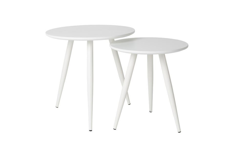 Ensemble De 2 tables d'appoint Daven blanches - 4