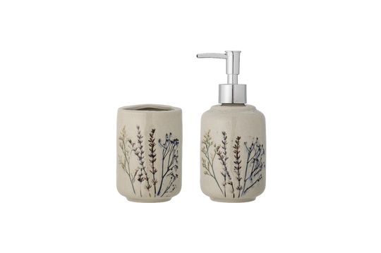 Ensemble distributeur de savon lot de 2 en grès naturel Bea