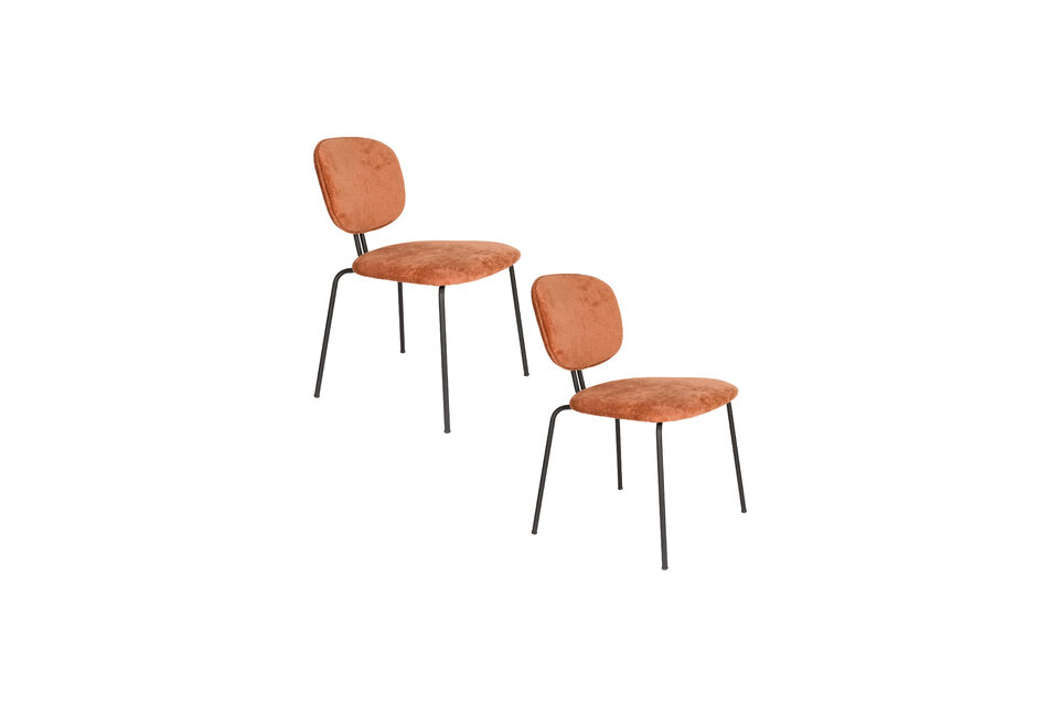 Esszimmerstuhl 2er-Set aus rotem Polyester Bouton - 5