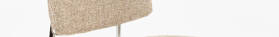 Materialbeschreibung Esszimmerstuhl aus beigem Polyester und silbernem Metall Sunrise