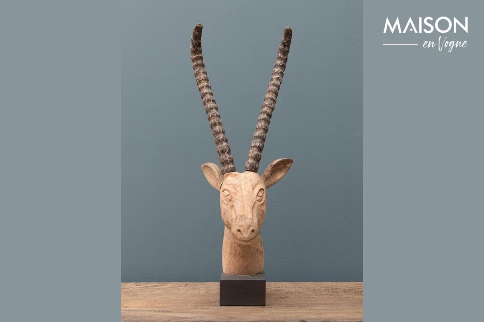 Descubra el encanto inconfundible y la elegancia atemporal de nuestra figura de gacela de madera de
