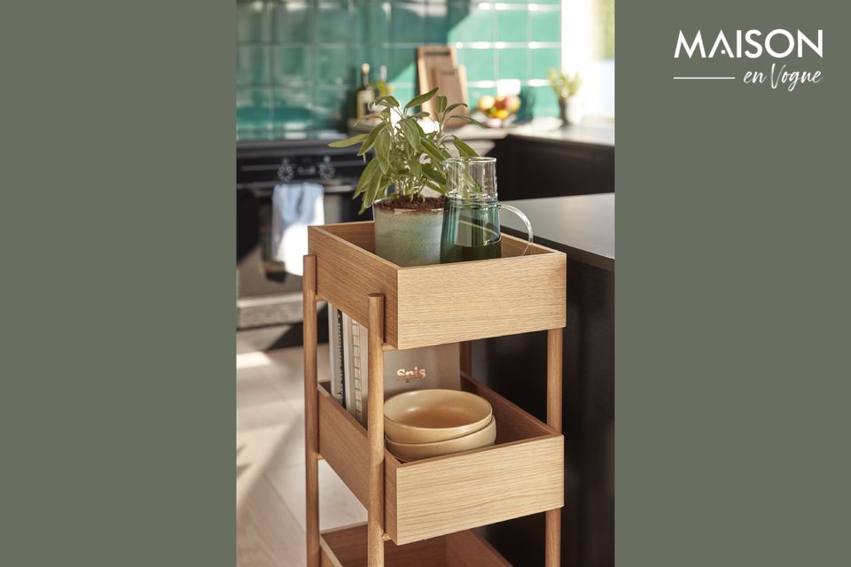 Cette étagère originale en bois beige Stack est le compagnon idéale d\'une cuisine ou dans salon