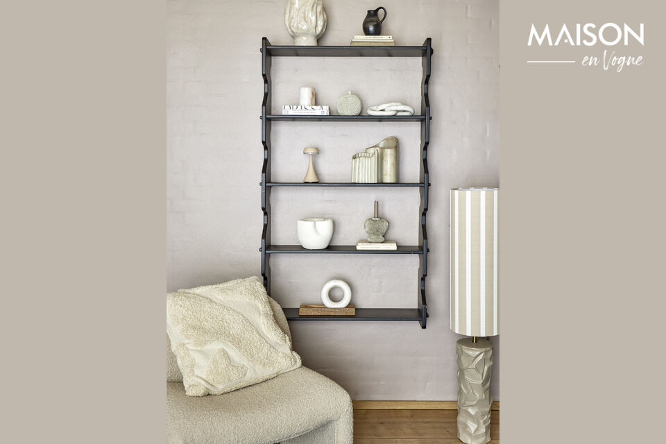 Étagère L84xH140xW20 cm en bois de sapin noir Savoya - 3