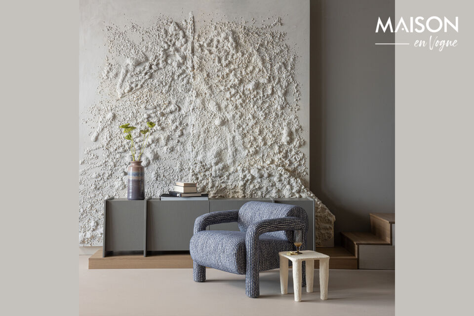 Design modern Tissu &agrave; motifs de caract&egrave;re Formes accueillantes  Le fauteuil Lenny