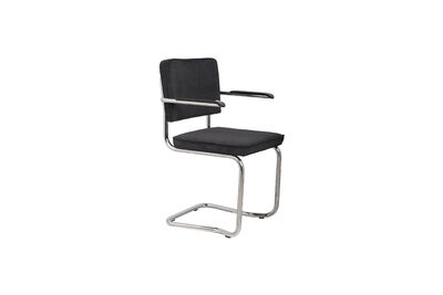 Fauteuil avec accoudoirs en tissu côtelé noir Ridge Kink Rib