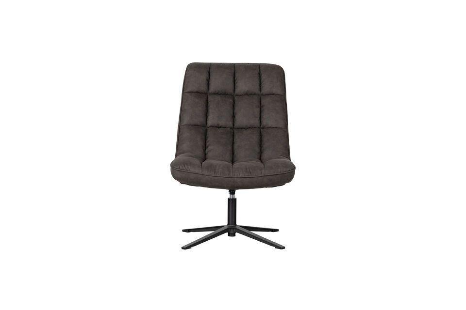 Fauteuil avec finition en cuir noir Dirkje Woood